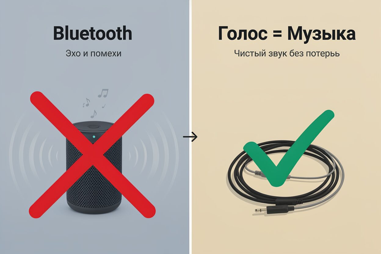 Схема акустической обратной связи: микрофон → колонка → микрофон